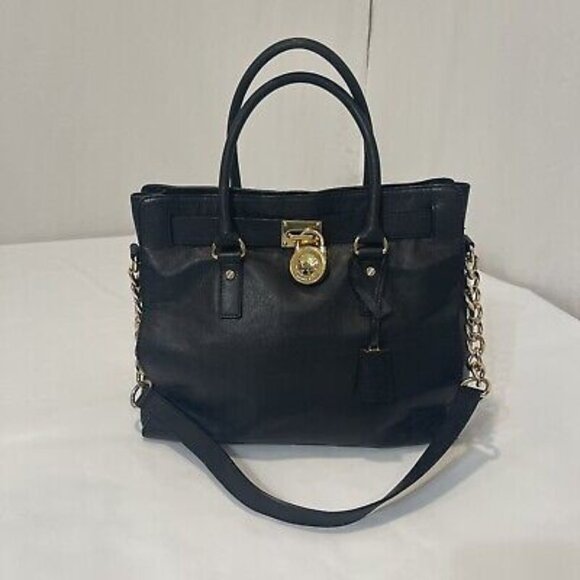 Michael Kors Black Leather Shoulder Bag Purse - Picture 1 of 12